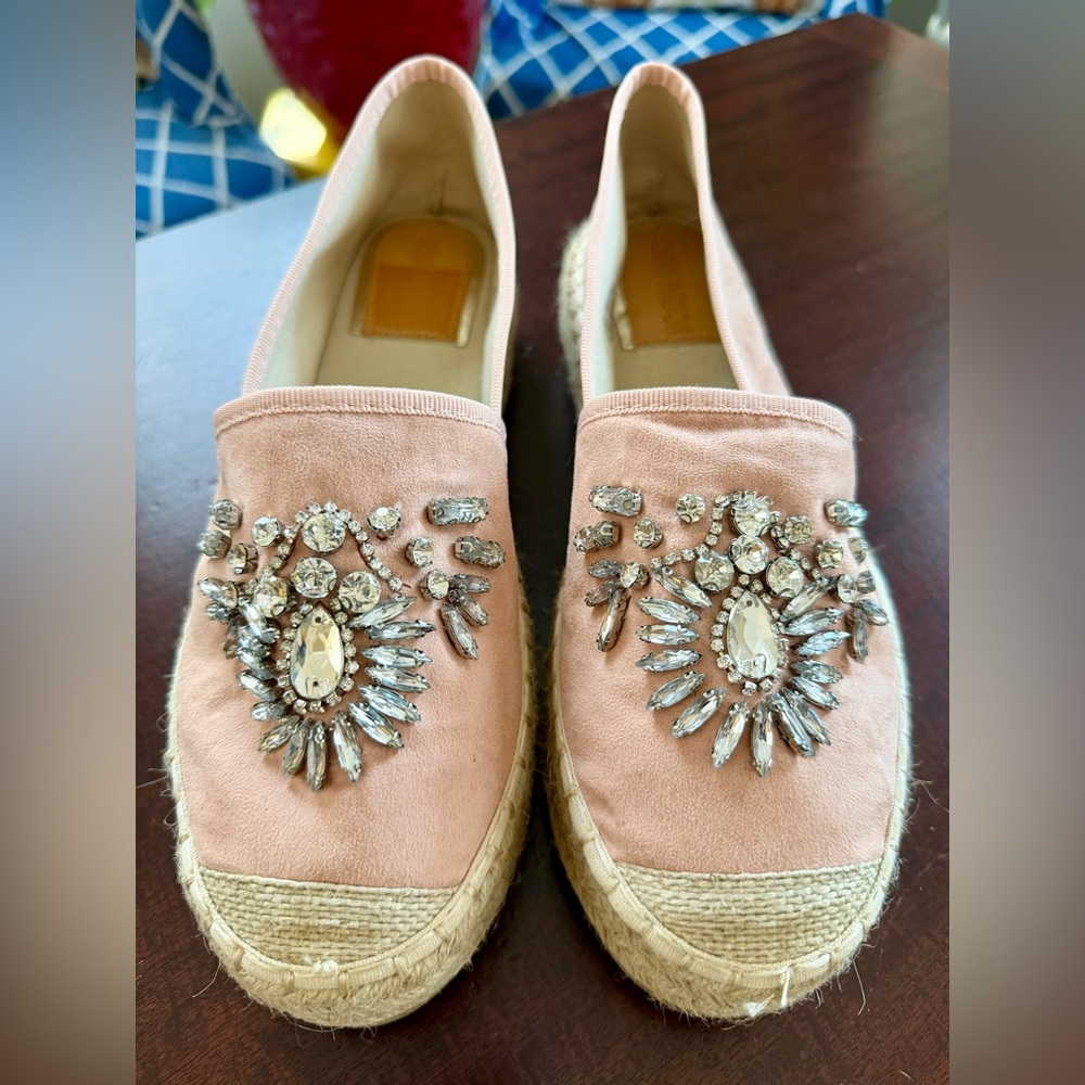 Pink Sparkly Platform Espadrille, NWOT, sz 9/40
